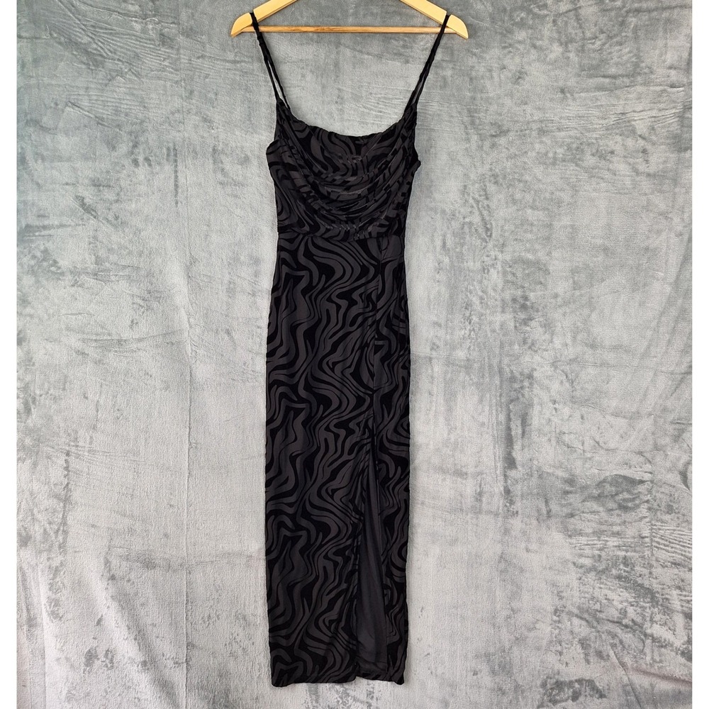 Womens Slip Dress‎ Small Black Whimsigoth Velvet Burnout Fairy Grunge Cowl Neck